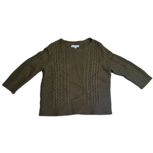 Ann Taylor LOFT Moss Green Cotton/Wool Cable Knit Pullover Sweater Size XL